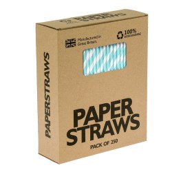Baby Blue & White Stripe Paper Drinking Straws (250)