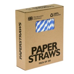 Blue & White Stripe Paper Drinking Straws (250)